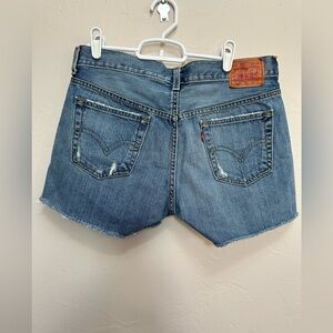 Vintage Levi's 501 Button Fly Cut Off Women's Distressed Jean Denim Shor…